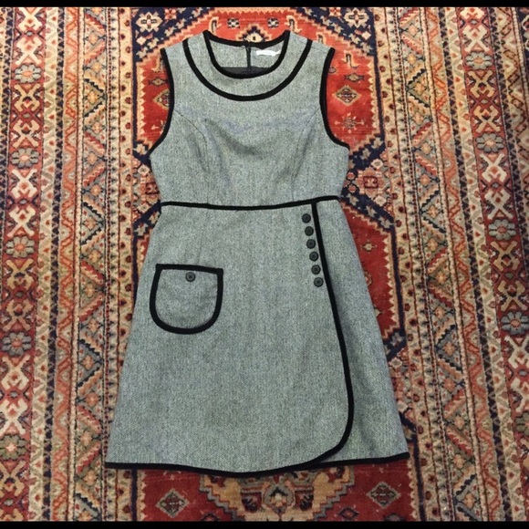Anthropologie Dresses & Skirts - Wool, velvet piping apron dress